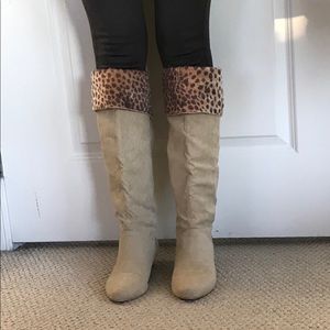 Matisse Sasha Stud Animal Print Fold-Over Boots